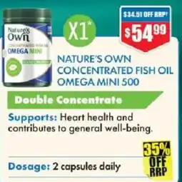 Chemist Warehouse Nature's own concentrated fish oil omega mini 500 offer