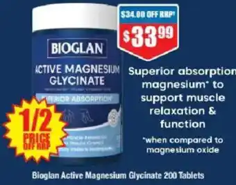Chemist Warehouse Bioglan Active Magnesium Glycinate offer