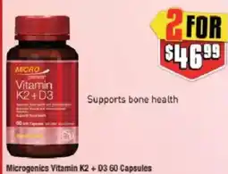 Chemist Warehouse Microgenics Vitamin K2 + D3 offer