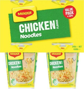 Coles Maggi Noodles Cup 4 Pack 232g-240g offer