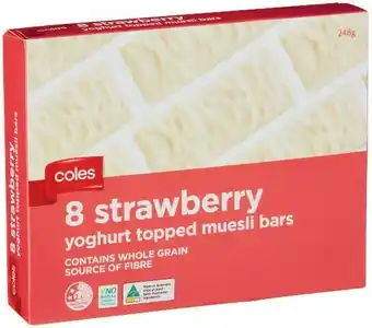 Coles Coles Strawberry Yoghurt Topped Muesli Bars 8 Pack offer