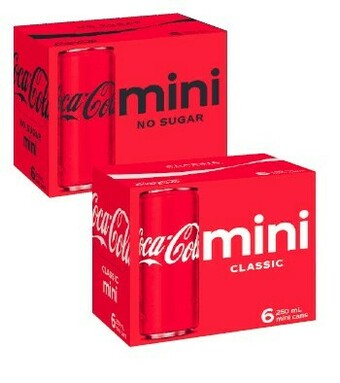 Coles Coca-Cola, Fanta or Sprite Mini Soft Drink 6x250mL offer