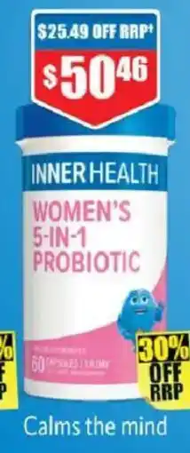 Chemist Warehouse Inner Health Women's 5-in-1 Probiotic offer