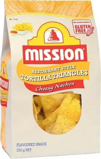 Coles Mission Tortilla Triangles Cheesy Nachos 230g offer