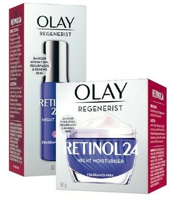 Coles Olay Regenerist Retinol 24 Night Moisturiser 50g or Regenerist Retinol 24 Night Serum 30mL offer