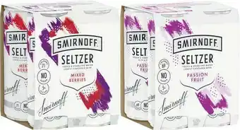 Coles Smirnoff Seltzer Summer Flavour Cans 4x250mL offer