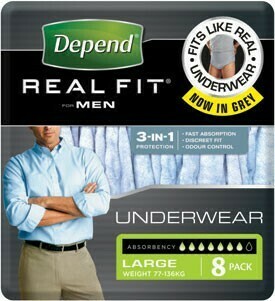 Coles Depend Real Fit Underwear For Men Large 8 Pack offer