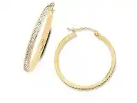 Bevilles Jewellery 9ct Yellow Gold Silver Infused Hoop Earrings 28mm offer
