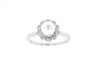 Bevilles Jewellery Sterling Silver Cubic Zirconia Halo Pearl Ring offer