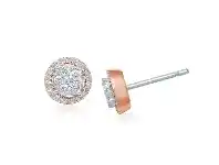 Bevilles Jewellery 9ct White and Rose Gold 0.33ct Diamond Stud Earrings offer