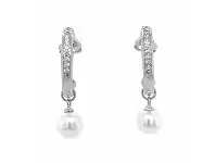 Bevilles Jewellery Sterling Silver Hoop Synthetic Pearl Drop Earrings offer