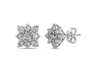 Bevilles Jewellery Sterling Silver Brilliant Claw Miracle Square Look Stud Earrings with 0.10ct of Diamonds offer