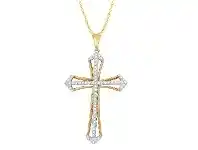 Bevilles Jewellery Brilliant Claw and Fancy Cross Necklace with 1/2ct of Diamonds in 9ct Yellow Gold offer