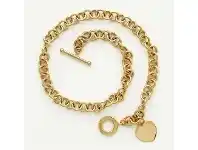 Bevilles Jewellery 9ct Yellow Gold Silver Filler 45cm Belcher Heart Necklace offer