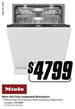 The Good Guys Miele 60cm XXL Fully Integrated Dishwasher offer