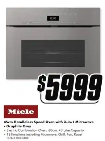 Miele 45cm handleless speed oven with 3-in-1 microwave