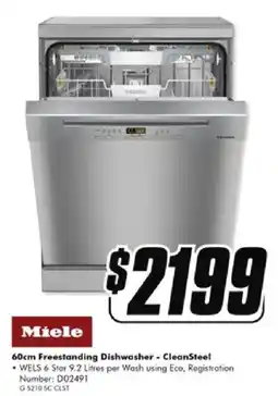 The Good Guys Miele 60cm Freestanding Dishwasher - CleanSteel offer