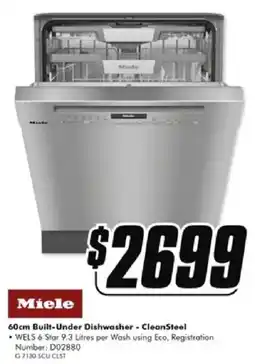 The Good Guys Miele 60cm Built-Under Dishwasher - CleanSteel offer