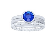 Bevilles Jewellery Sterling Silver 3 Ring Set with Blue Cubic Zirconia - Q offer