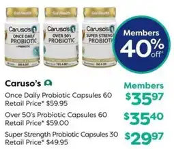 National Pharmacies Caruso's Over 50's Probiotic Capsules 60 offer