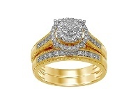 Bevilles Jewellery Martina Solitaire Look Halo Ring with 1/2ct of Diamonds in 9ct Yellow Gold - L offer
