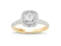 Bevilles Jewellery Love by Michelle Beville Double Halo Solitaire Ring with 0.70ct of Diamonds in 18ct Yellow Gold - M offer