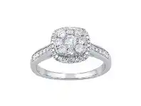 Bevilles Jewellery 9ct White Gold Square Look Ring with 0.75ct of Diamonds - Q offer