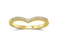 Bevilles Jewellery Stackable V shaped Ring with Diamonds in 9ct Yellow Gold - N offer
