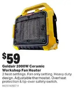Mitre 10 Goldair 2000W Cera Workshop Fan Heater mic offer