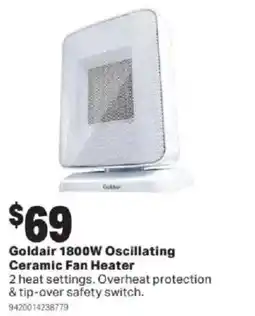 Mitre 10 Goldair 1800W Oscillating Ceramic Fan Heater offer