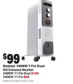 Mitre 10 Goldair 1900W 7 Fin Dual Oil Column Heater offer