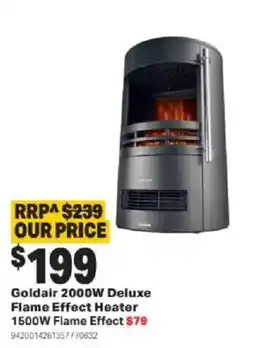 Mitre 10 Goldair 2000W Deluxe Flame Effect Heater 1500W Flame Effect offer