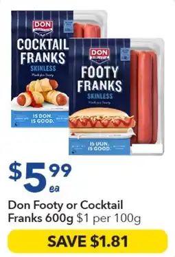 Ritchies Don Footy or Cocktail Franks offer