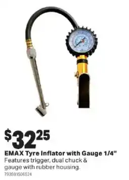 Mitre 10 EMAX Tyre Inflator with Gauge 1/4" offer