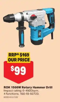 Mitre 10 ROK 1500W Rotary Hammer Drill offer