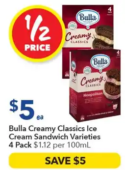Ritchies Bulla Creamy Classics Ice Cream Sandwich offer