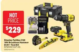 Mitre 10 Stanley FatMax V20 18V Brushless Hammer Drill + Tool Kit offer
