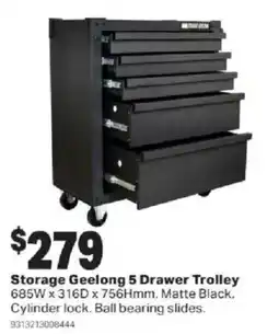 Mitre 10 Storage Geelong 5 Drawer Trolley offer