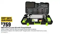 Mitre 10 IMEX Rotary Laser Kit with Tripod & Staff offer