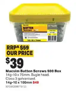 Mitre 10 Macsim Batten Screws 500 Box offer