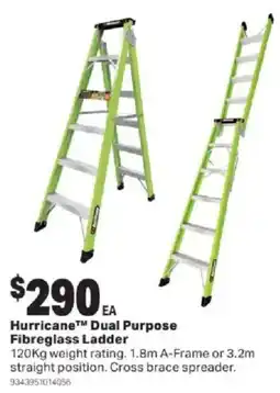 Mitre 10 Hurricane™ Dual Purpose Fibreglass Ladder offer