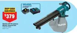 Mitre 10 Makita 18V Brushless Blower Vacuum Kit offer