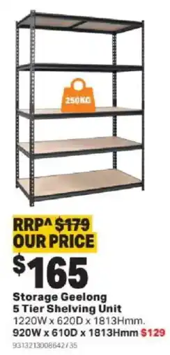 Mitre 10 Storage Geelong 5 Tier Shelving Unit offer