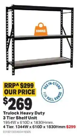 Mitre 10 Trulock Heavy Duty 3 Tier Shelf Unit offer