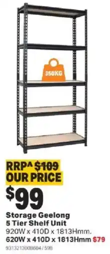 Mitre 10 Storage Geelong 5 Tier Shelf Unit offer