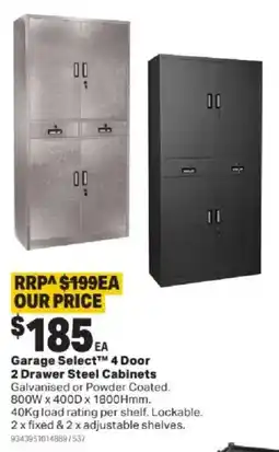 Mitre 10 Garage Select™ 4 Door 2 Drawer Steel Cabinets offer
