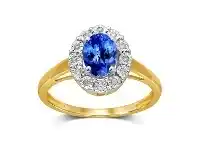 Bevilles Jewellery 9ct Yellow Gold Diamond Set Tanzanite Ring - L offer