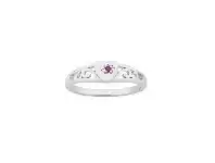 Bevilles Jewellery Children&#039;s Sterling Silver Pink Heart Filigree Signet Ring - I offer