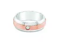 Bevilles Jewellery Mens Two Tone Diamond Ring in 9ct Rose Gold & Stainless Steel - K offer