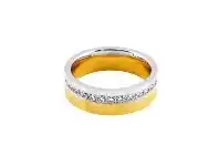 Bevilles Jewellery Stainless Steel Cubic Zirconia Channel Two Tone Mens Ring - U offer